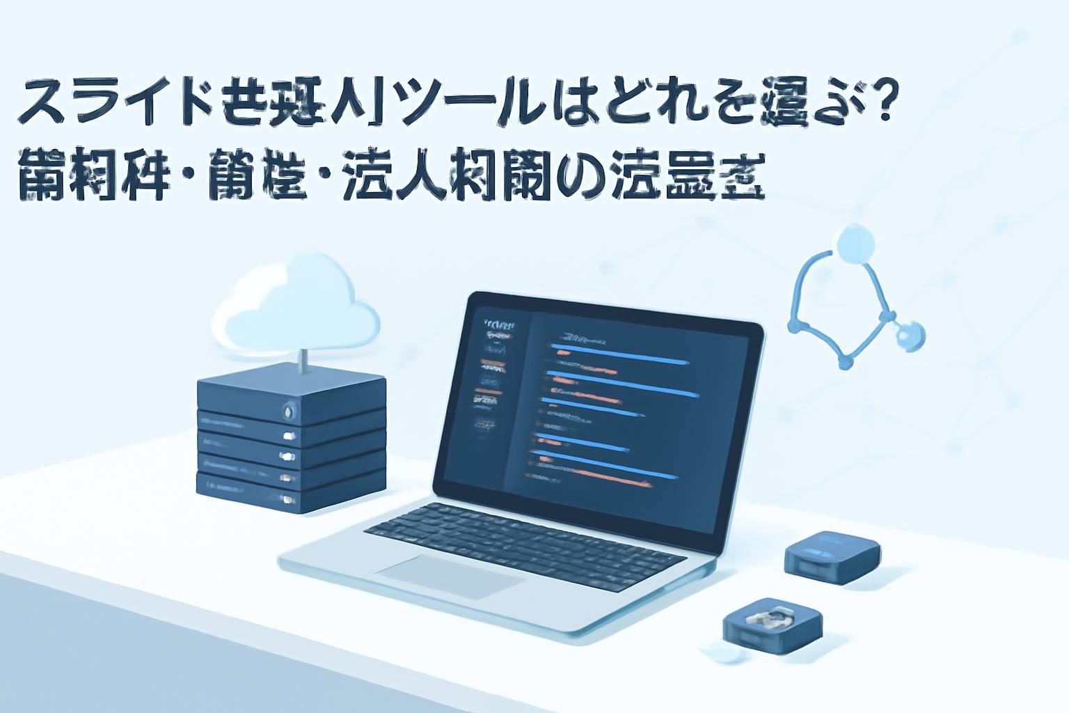 スライド生成AIツールはどれを選ぶ？無料枠・精度・法人利用の注意点のイメージ画像